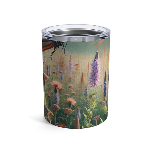 "Un monarca en la pradera de flores silvestres" - El vaso alienígena de 10 oz estilo realismo