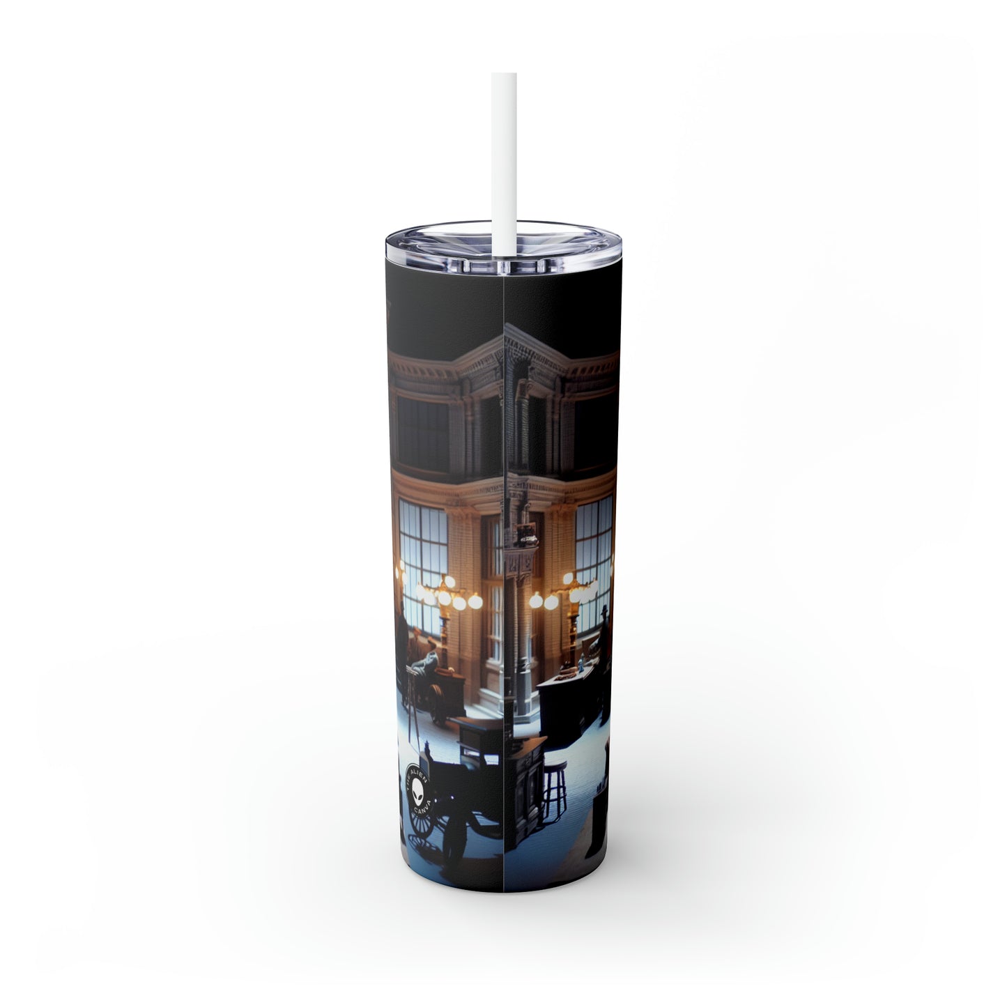 Titre : « Ocean Symphony : A Photorealistic Ode to the Crashing Waves » - The Alien Maars® Skinny Tumbler avec paille 20oz Photoréalisme