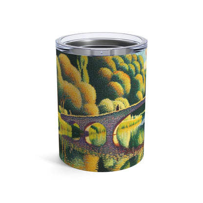 "Tranquil Sunset: A Pointillism Landscape" - The Alien Tumbler 10oz Pointillism