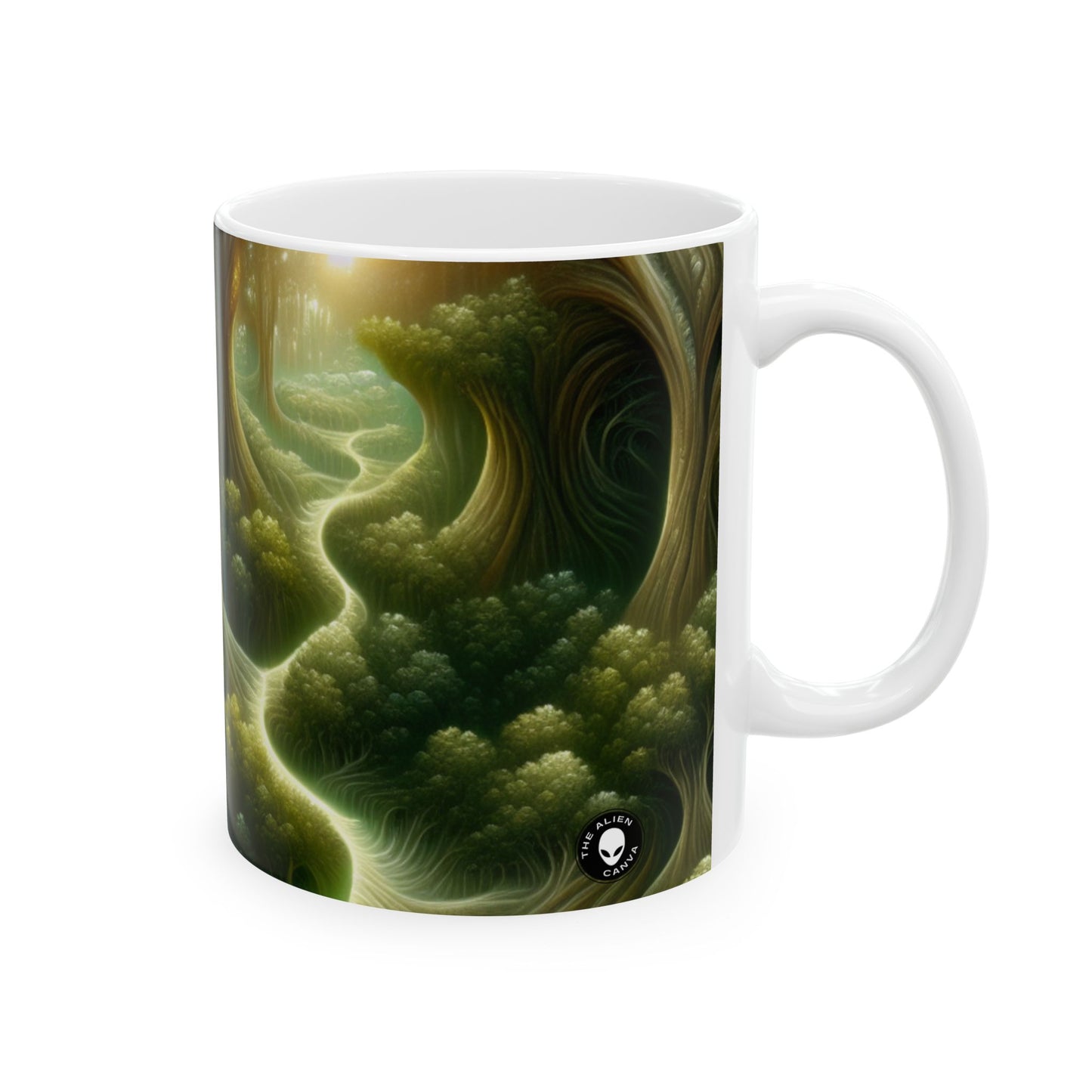 "Bosques Vigilantes: El Camino al Encanto" - Taza de Cerámica Extraterrestre 11oz