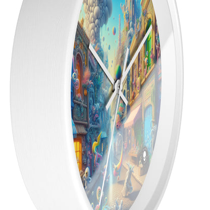 "Whimsical Wonders: A Vibrant Street Scene" - The Alien Wall Clock