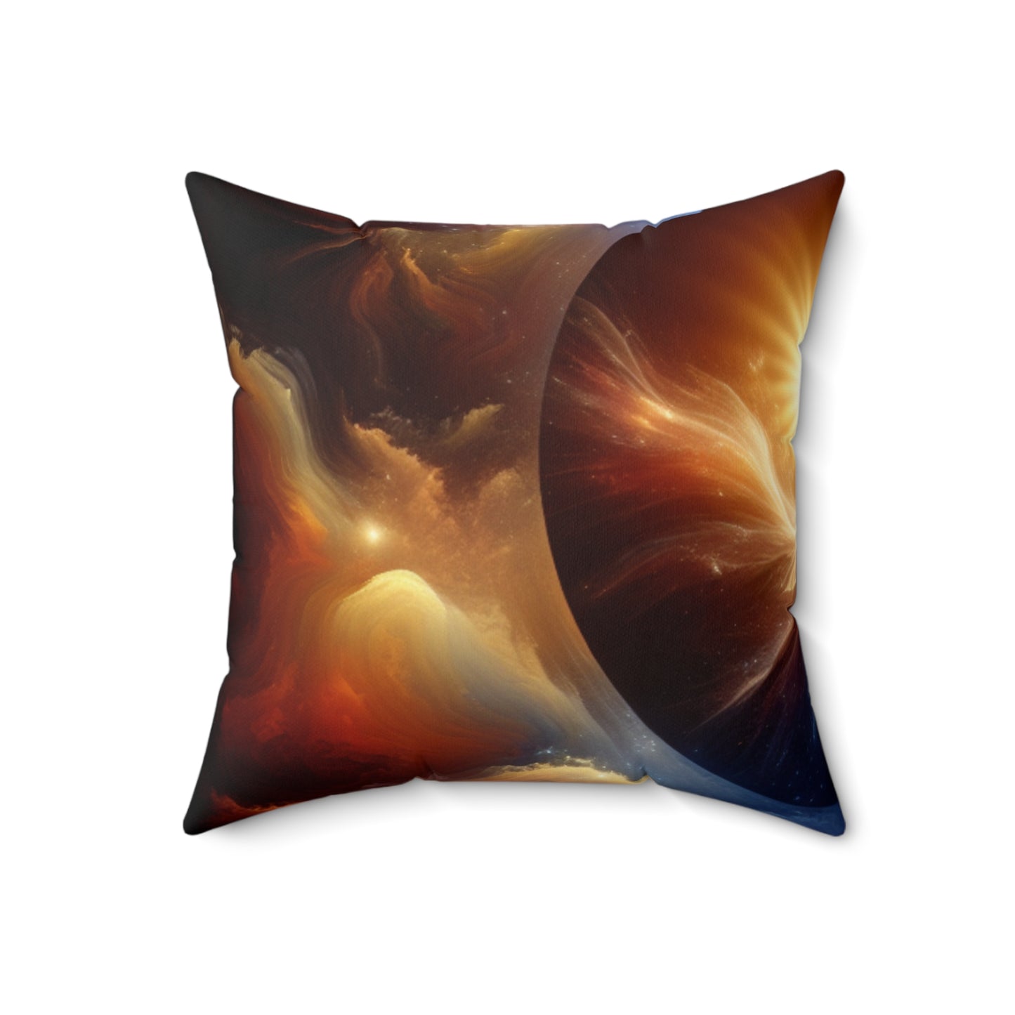 "Celestial Embrace: The Fusion of Sun and Moon"- The Alien Spun Polyester Square Pillow