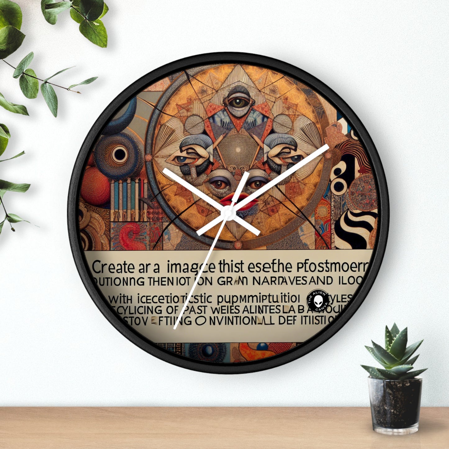 "Caos digital: un collage posmoderno" - El reloj de pared alienígena Arte posmoderno