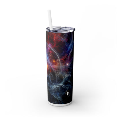 "Nature's Neon Metropolis: A Surreal Fusion of Technology and Greenery" - The Alien Maars® Skinny Tumbler with Straw 20oz Digital Art