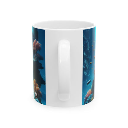 « Neon Reef : une symphonie sous-marine surréaliste » – Tasse en céramique Alien 11 oz