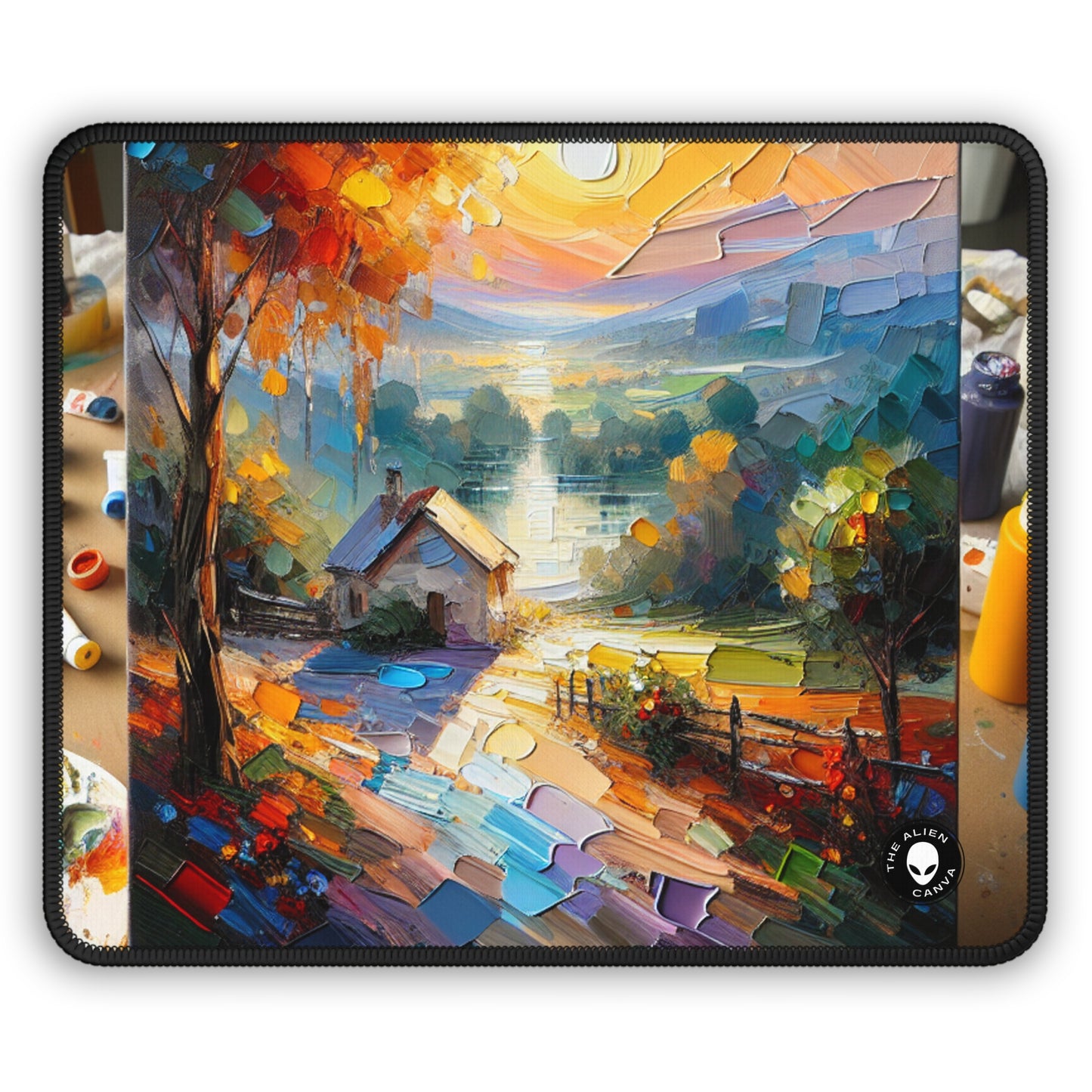 "Market Vibrance: A Post-Impressionist Perspective" - The Alien Gaming Mouse Pad Post-Impressionism