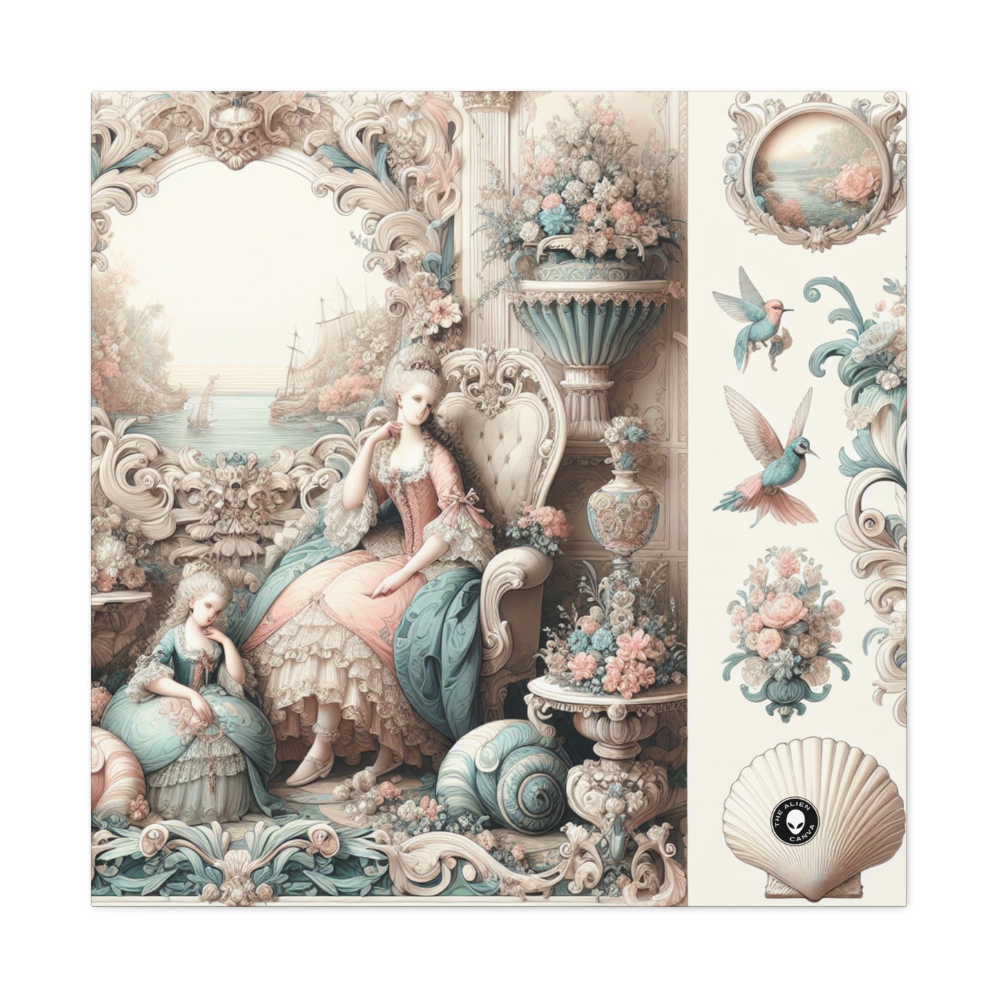 "Encantamiento en jardines en colores pastel: Princesa de hadas rococó" - The Alien Canva Rococo