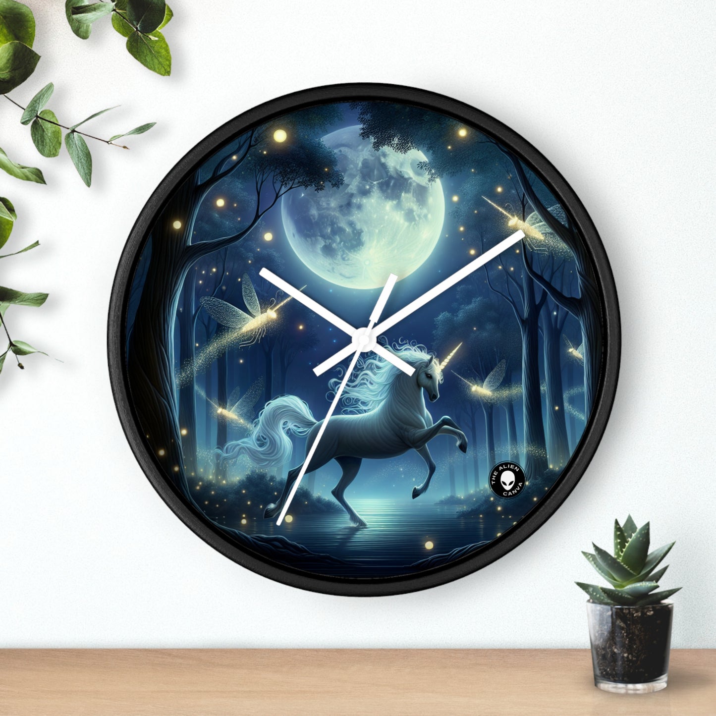 "Enchanted Moonlit Forest" - The Alien Wall Clock