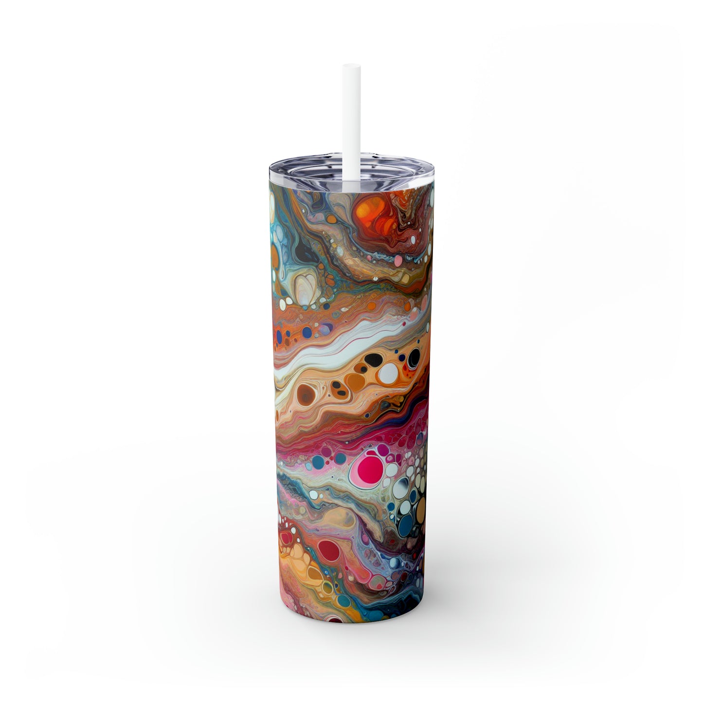 "Colores cósmicos: creación de un fascinante vertido acrílico inspirado en nebulosas celestes" - El vaso delgado Alien Maars® con pajita de 20 oz para vertido acrílico