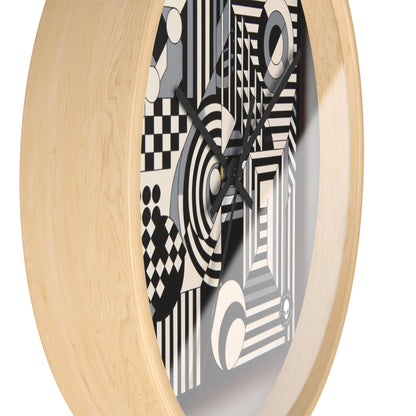 "Mesmerize: Geometría Op Art audaz en blanco y negro" - The Alien Wall Clock Op Art