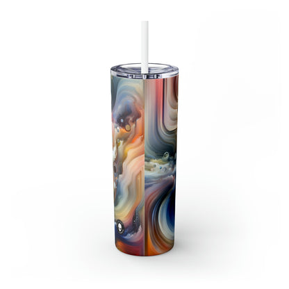 "Living Canvas: The Transcendence of Art and Humanity" - The Alien Maars® Skinny Tumbler with Straw 20oz Video Art