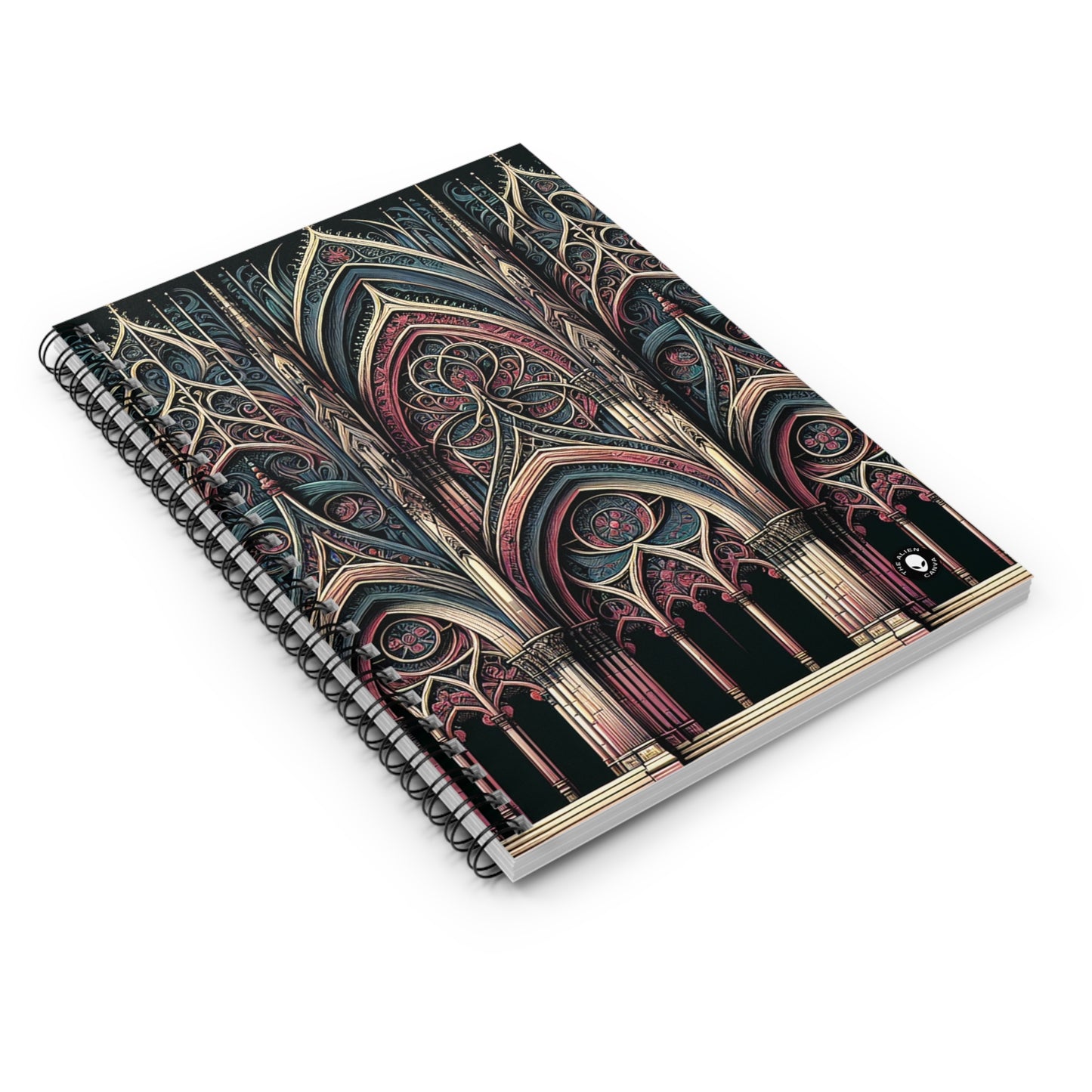 "Solace in Shadows: A Gothic Masterpiece of Eternal Darkness and Melancholic Beauty" - The Alien Spiral Notebook (Ruled Line) Gothic Art