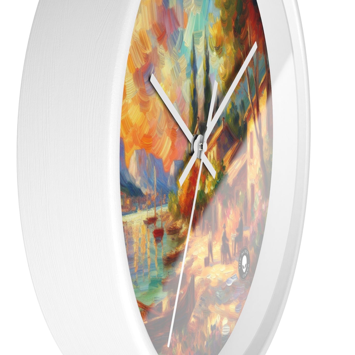 Crépuscule doré : une promenade impressionniste sereine au bord de l'eau - The Alien Wall Clock Impressionism