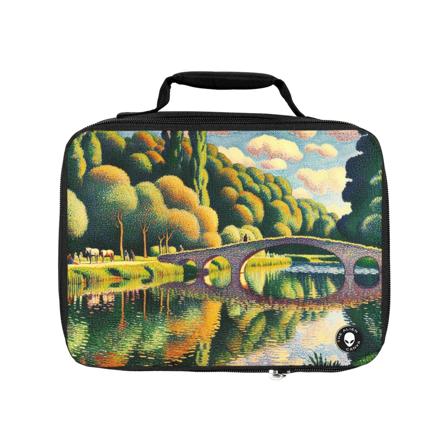 "Tranquil Sunset: A Pointillism Landscape"- The Alien Lunch Bag Pointillism