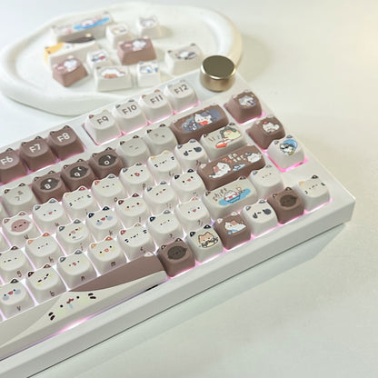 Adecuado para teclado mecánico Mocha Cat Coffee Key Cap Kit