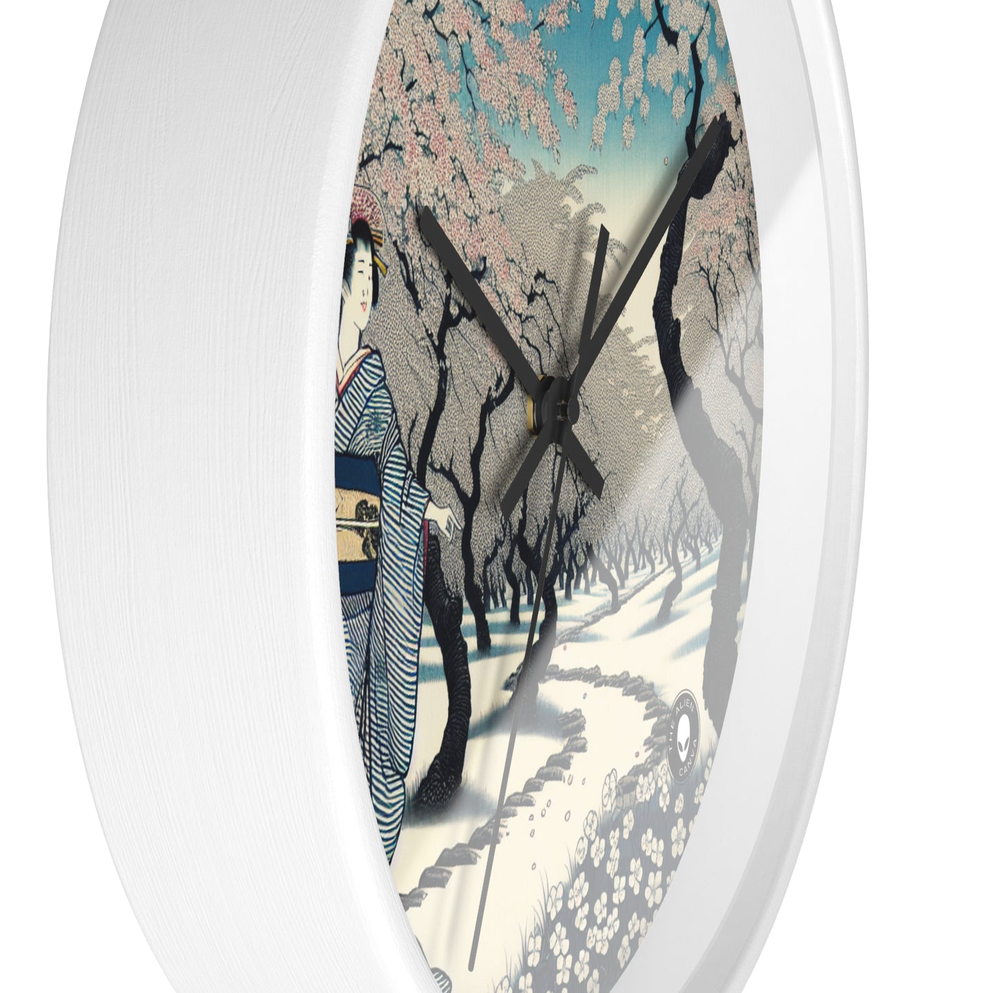 "Blossoming Sky" - L'horloge murale extraterrestre Ukiyo-e (impression japonaise sur bois)