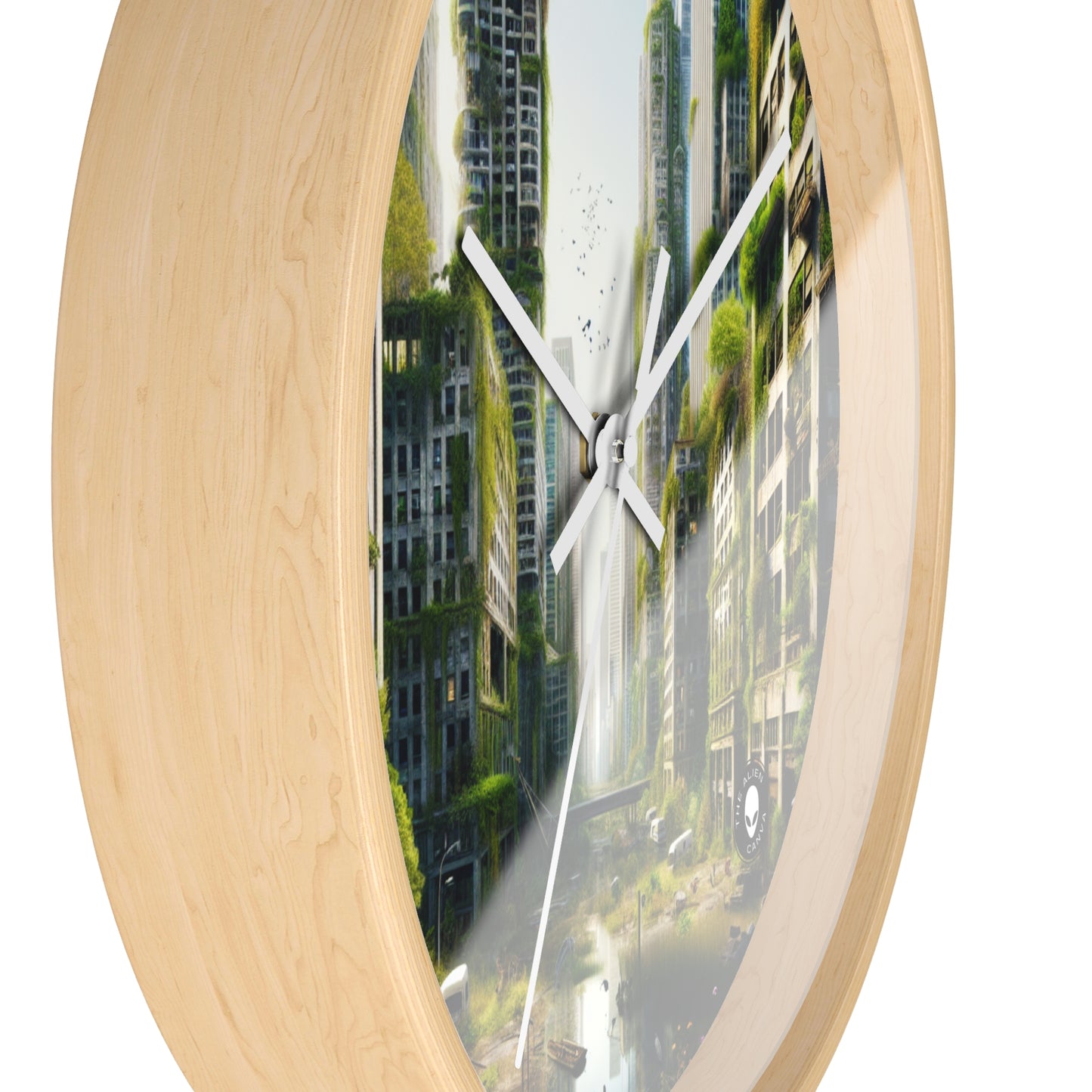 "Nature's Reclamation: A Futuristic Urban Jungle" - The Alien Wall Clock