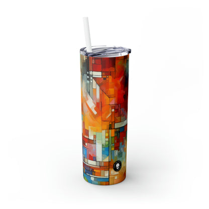 "Optimistic Progress: An Abstract Artwork" - The Alien Maars® Skinny Tumbler with Straw 20oz Abstract Art