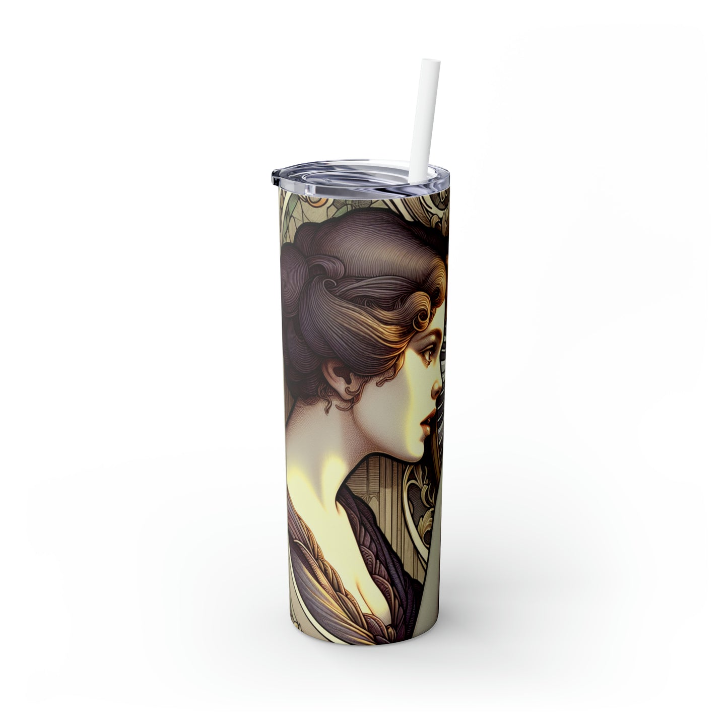 "Reflection of Beauty" - The Alien Maars® Skinny Tumbler with Straw 20oz Art Nouveau