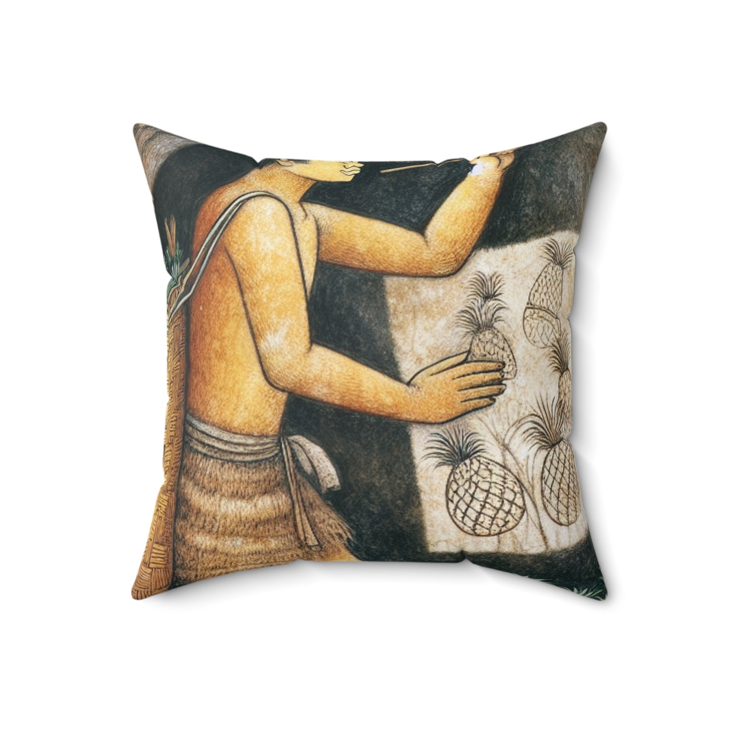 "Pineapple Harvest" - The Alien Spun Polyester Square Pillow Cave Painting Style