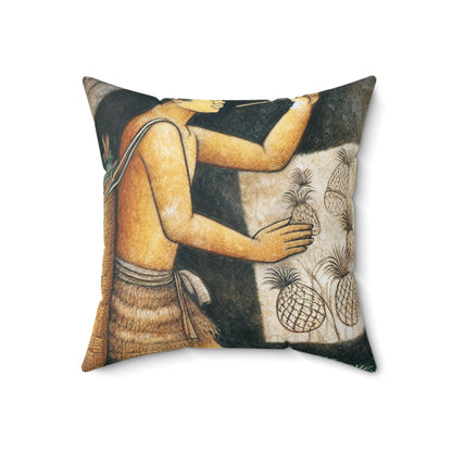 "Pineapple Harvest" - The Alien Spun Polyester Square Pillow Cave Painting Style