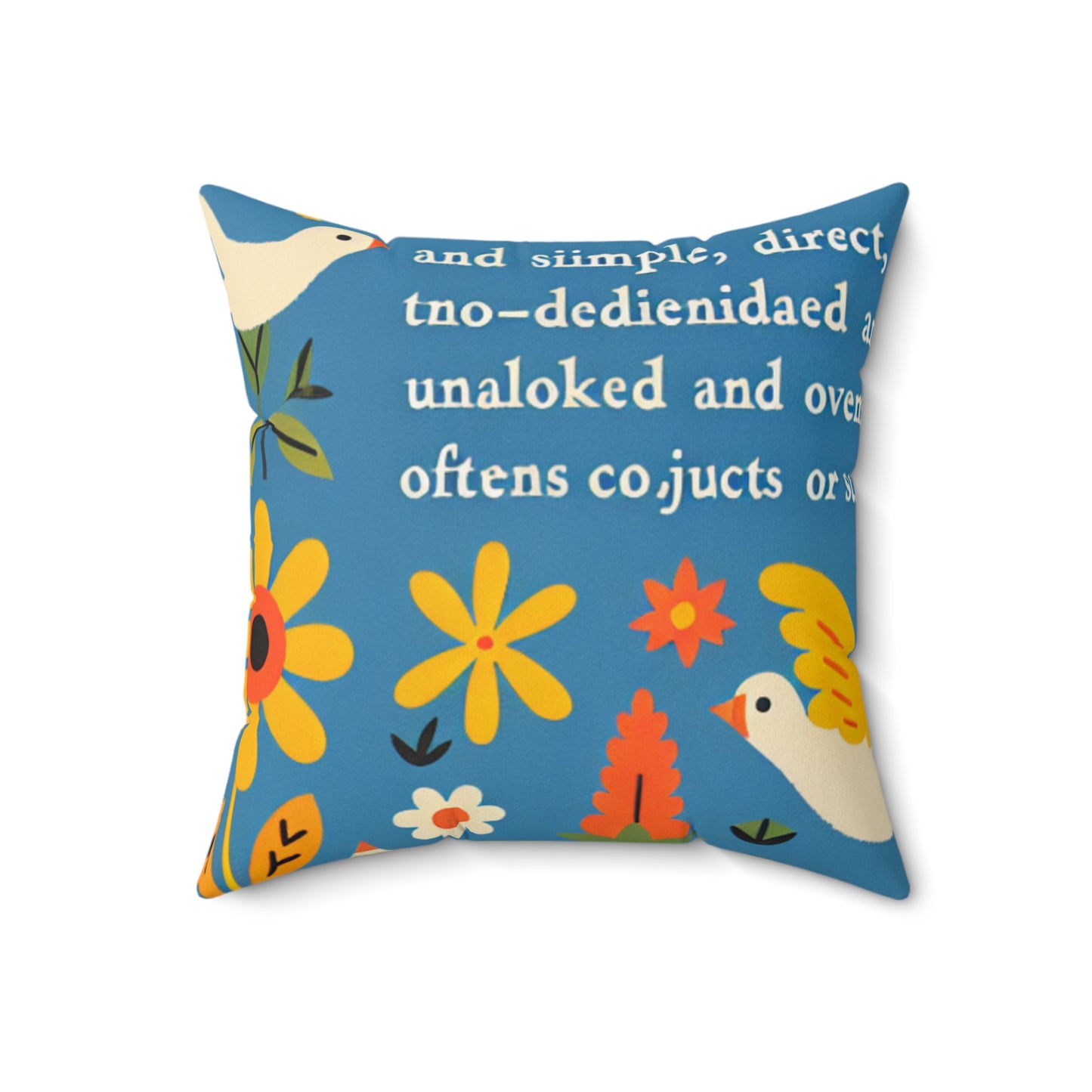 "Innocent Adventures: Whimsical Jungle Explorer"- The Alien Spun Polyester Square Pillow Naïve Art