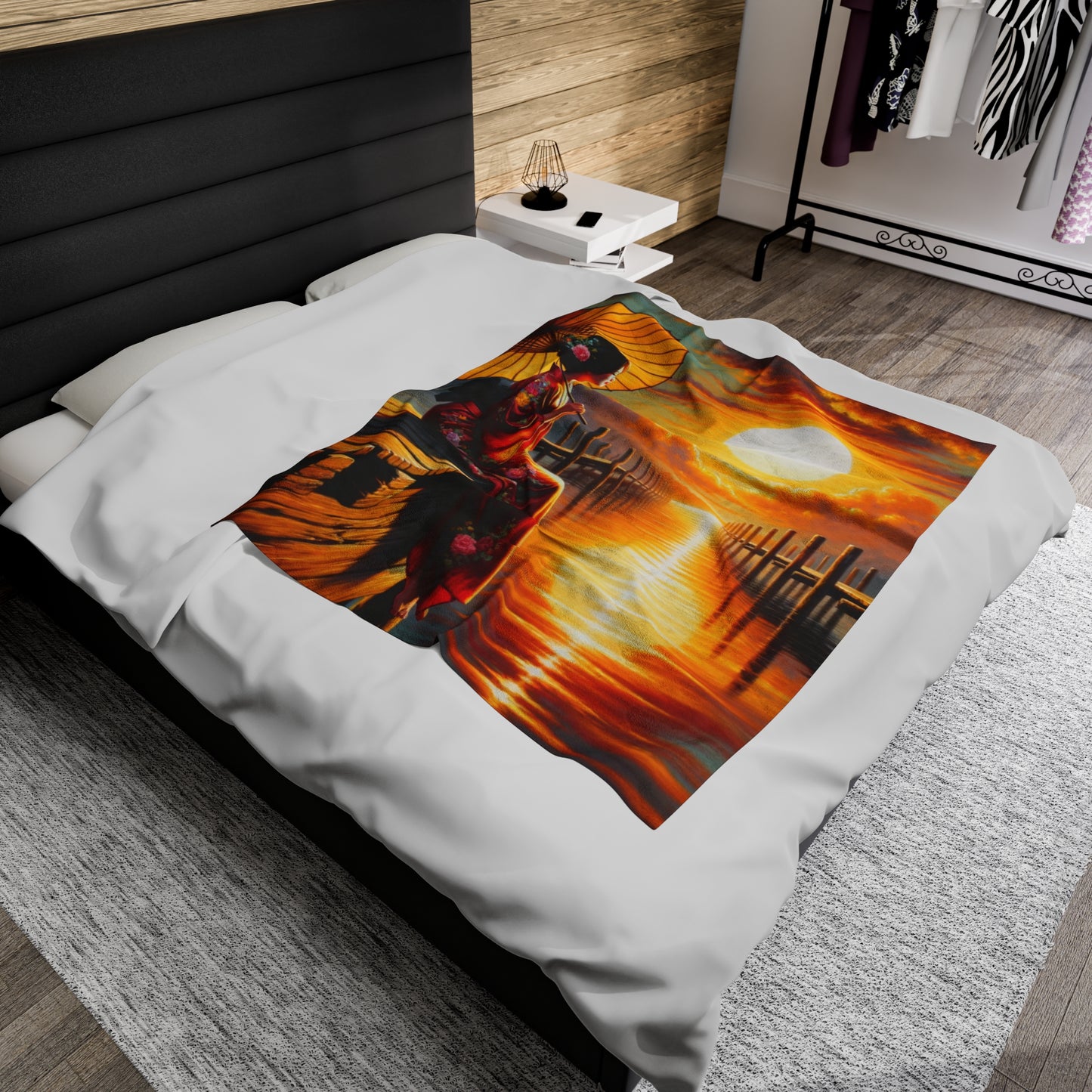 "Golden Reflections" - The Alien Velveteen Plush Blanket Impressionism Style