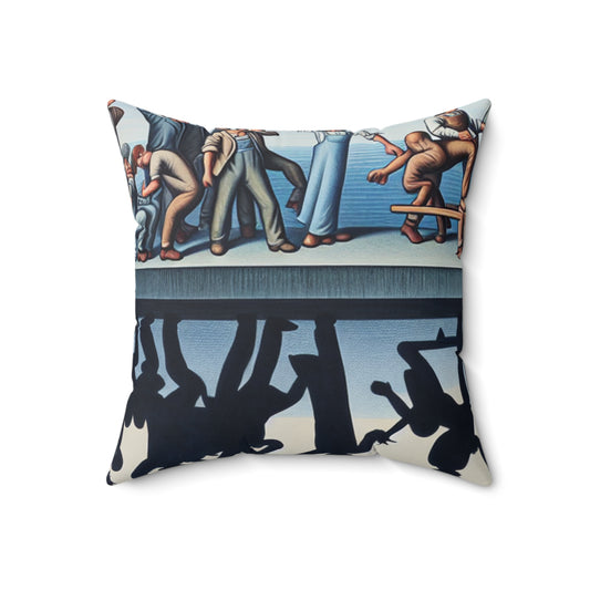 "Digital Dilemmas: Exploring the Human Condition in the Age of Technology"- The Alien Spun Polyester Square Pillow Social Realism