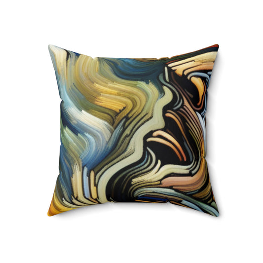 Title: "Tempestuous Waters"- The Alien Spun Polyester Square Pillow Expressionism