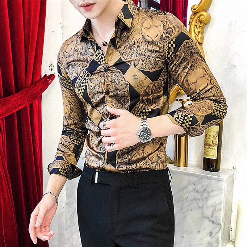 Printed men's long sleeve shirt