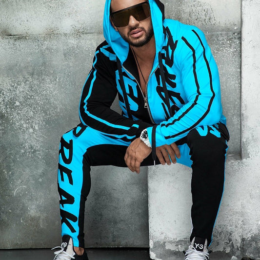 Men's suit slim printed cardigan Hoodie