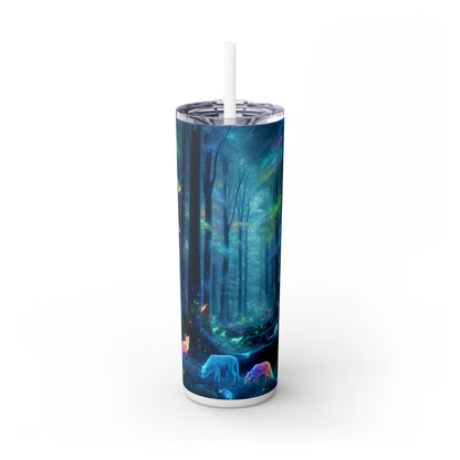 "Bosque arcoíris encantado": vaso estrecho con pajita de 20 oz de Alien Maars®