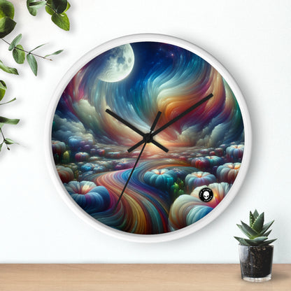 "Rainbow Sky, Moonlit Flowers" - The Alien Wall Clock