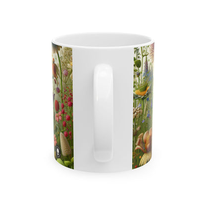 « Jardin enchanté : une scène fantaisiste » – Tasse en céramique Alien 11 oz