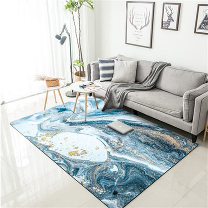 Tapis marbré d'eau de mer bleue abstraite nordique tendance