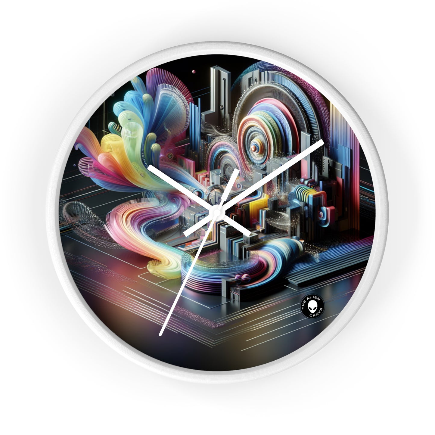 "Neon Nights: A Futuristic Urban Dream" - The Alien Wall Clock Digital Art