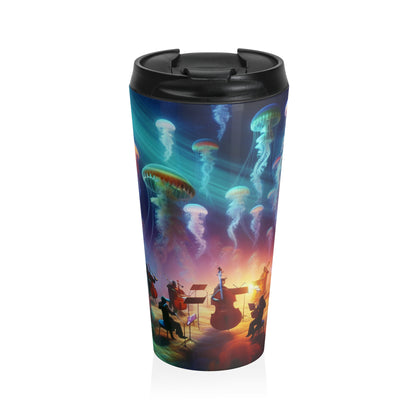 "Serenata de medusas: una sinfonía submarina" - Taza de viaje de acero inoxidable de Alien