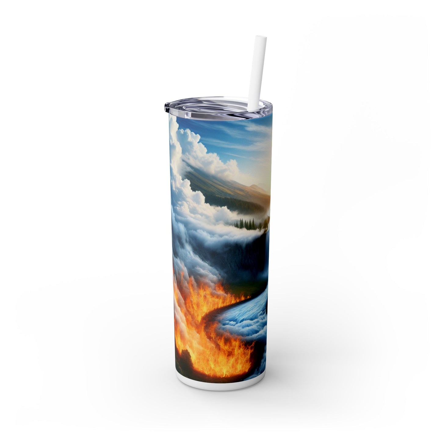 "Fusion of Elements: Harmony in Contrast" - The Alien Maars® Skinny Tumbler with Straw 20oz