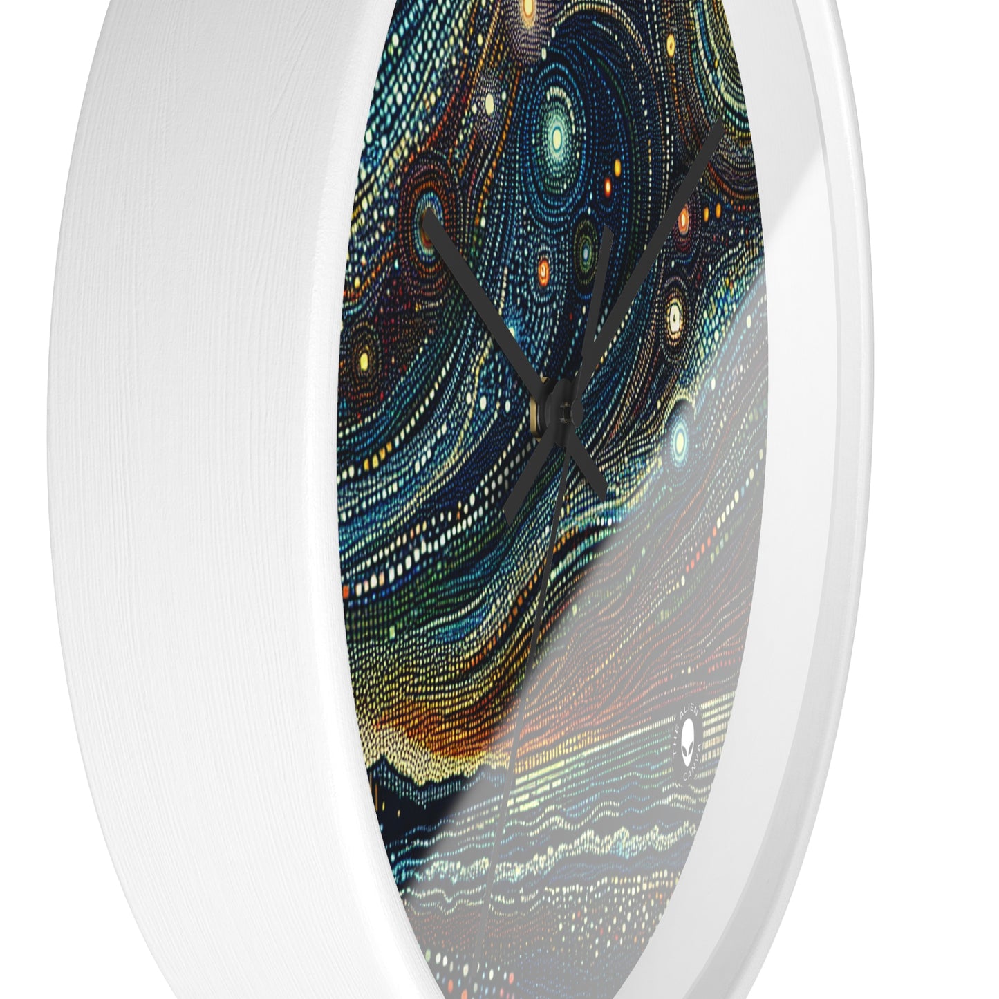 "Starry Dots: A Celestial Mosaic" - El puntillismo del reloj de pared alienígena