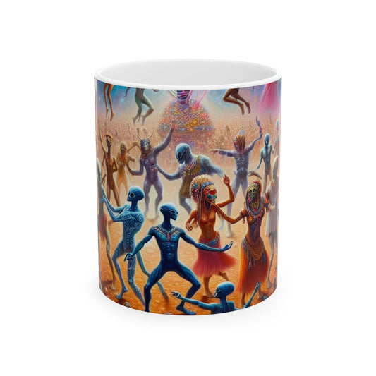 "Interstellar Rave: Embracing Cosmic Unity" - The Alien Ceramic Mug 11oz