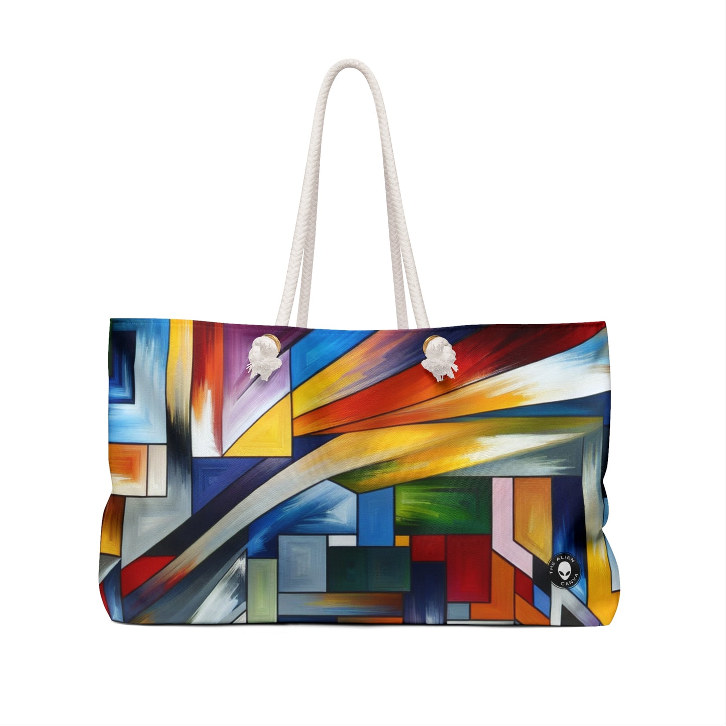 "City Pulse: Un vibrante viaje geométrico nocturno" - The Alien Weekender Bag Pintura de borde duro