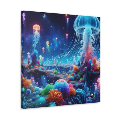 "Fantasía de medusas de neón: una odisea submarina surrealista" - The Alien Canva