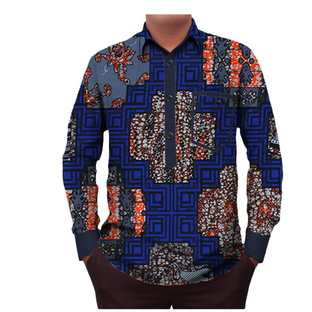 Men's T-shirt with printed batik cotton