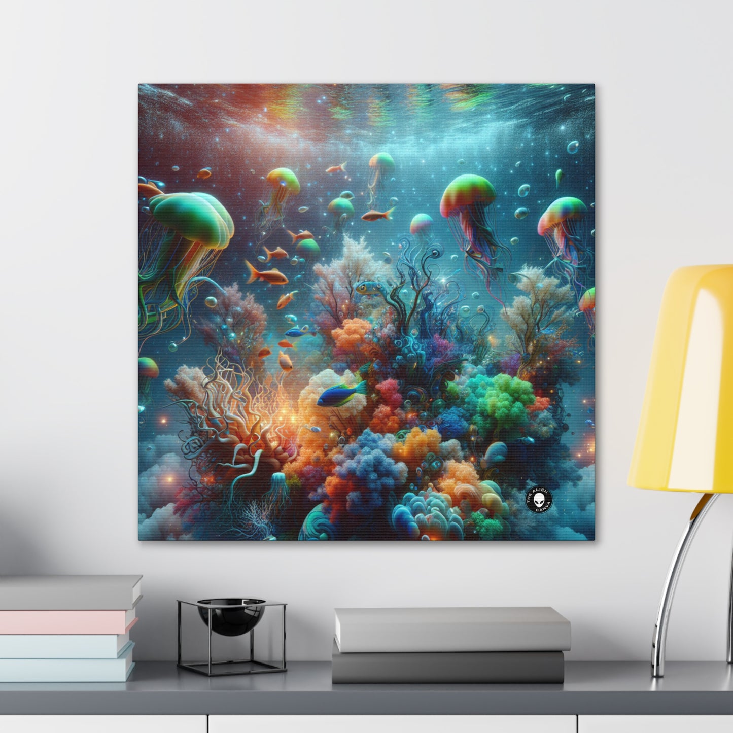 "Neon Fish Dance in Coral Forest" - The Alien Canva