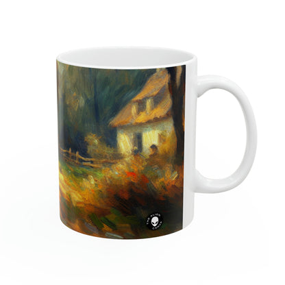 "Sunset Serenity: Impressionist Garden Painting" - The Alien Ceramic Mug 11oz Impressionism