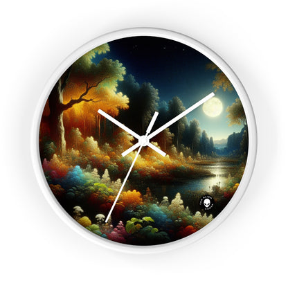 "Light and Dark in the Moonlight" - The Alien Wall Clock Post-Impressionism