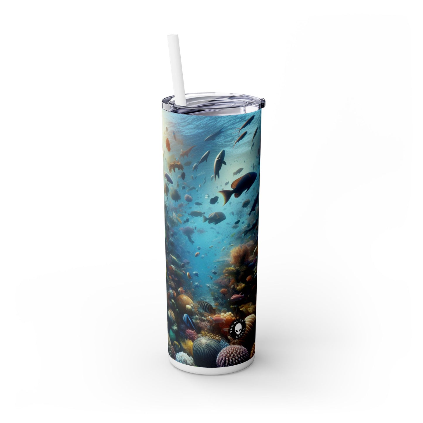 "Glimmering Reef: A Colorful Underwater Wonderland" - The Alien Maars® Skinny Tumbler with Straw 20oz