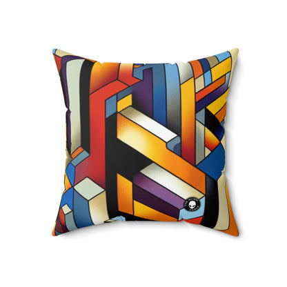 "Metropolis Pulse"- The Alien Spun Polyester Square Pillow Cubo-Futurism