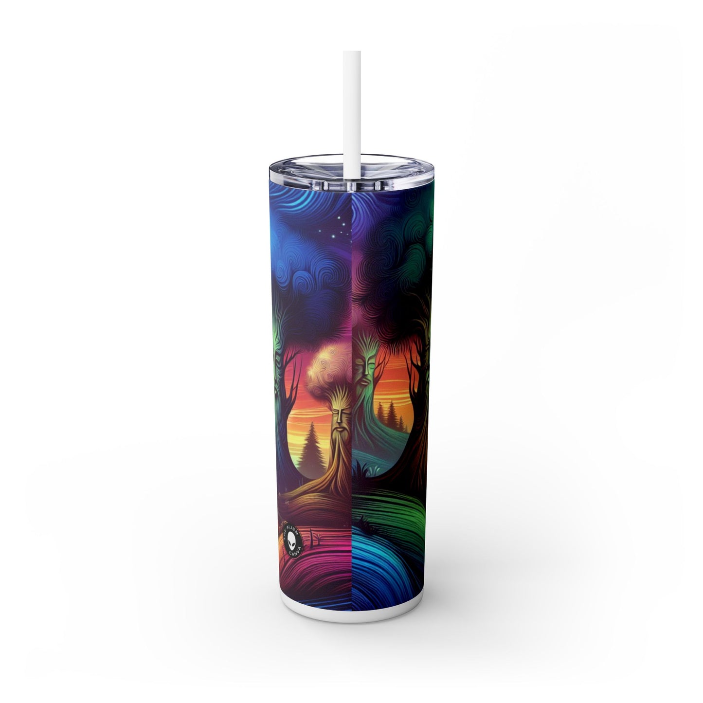 "Whispering Trees: Secrets of the Mystic Forest" - The Alien Maars® Skinny Tumbler with Straw 20oz