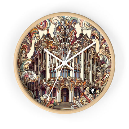 "Estaciones encantadas: Ilustración del bosque Art Nouveau" - El reloj de pared alienígena Art Nouveau